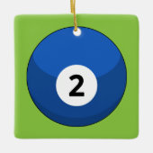 Blauwe Biljartbal Nummer Twee Keramisch Ornament (Voorkant)