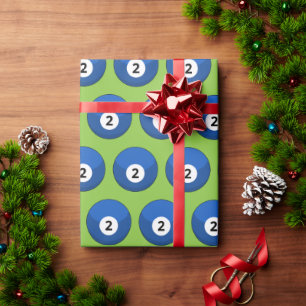 Blauwe biljartbal nummer twee patroon cadeaupapier