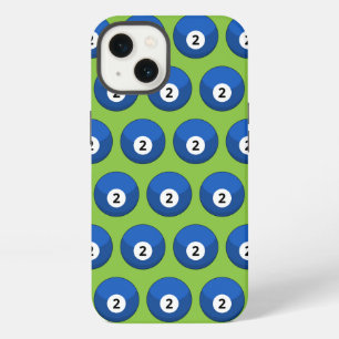 Blauwe Biljartbal Nummer Twee Patroon iPhone 13 Hoesje