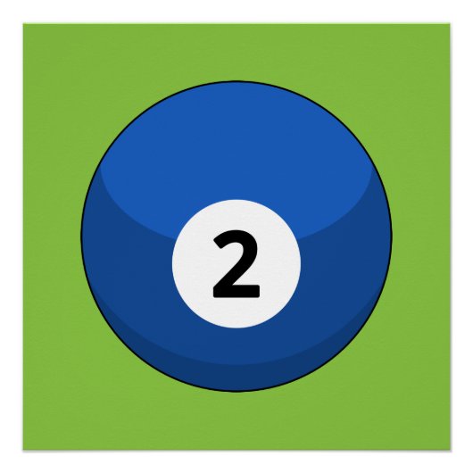 Blauwe biljartbal nummer twee perfect poster (Voorkant)