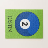 Blauwe biljartbal nummer twee personaliseren legpuzzel (Horizontaal)