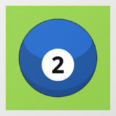 Blauwe biljartbal nummer twee raamsticker (Vel)
