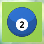 Blauwe biljartbal nummer twee raamsticker (Vel 3)