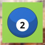 Blauwe biljartbal nummer twee raamsticker (Vel 2)