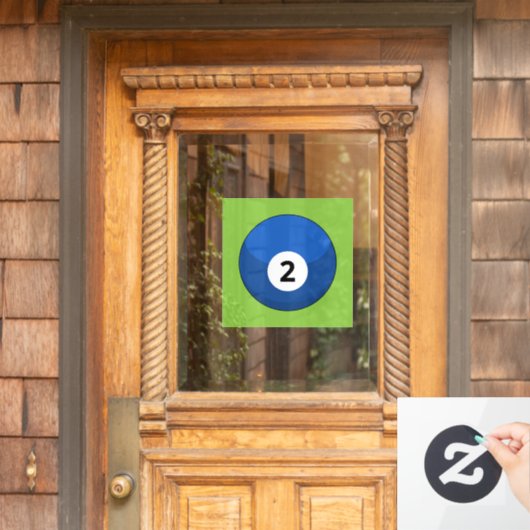 Blauwe biljartbal nummer twee raamsticker (Huis Deur)
