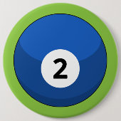 Blauwe biljartbal nummer twee ronde button 6,0 cm (Voorkant)