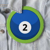 Blauwe biljartbal nummer twee ronde button 6,0 cm (In situ)