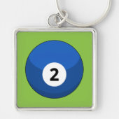 Blauwe biljartbal nummer twee sleutelhanger (Voorkant)