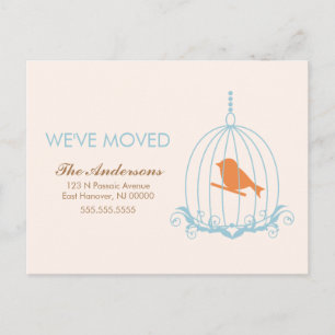 Blauwe Birdcage-berichten Aankondigingskaart