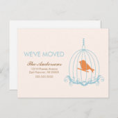 Blauwe Birdcage-berichten Aankondigingskaart (Voorkant / Achterkant)