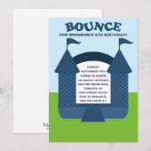 Blauwe Birthday Bouncy House Birthday Party Kaart (Voorkant / Achterkant)