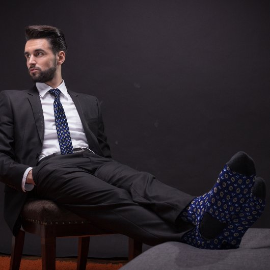 Blauwe Bitcoin Ethereum Crypto-pictogrammen Stropdas