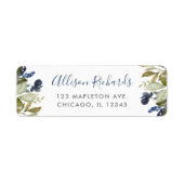 Blauwe bladbloem etiket (Voorkant)