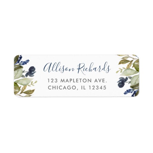 Blauwe bladbloem etiket (Voorkant)