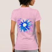 Blauwe bladen op roze design t-shirt (Achterkant)