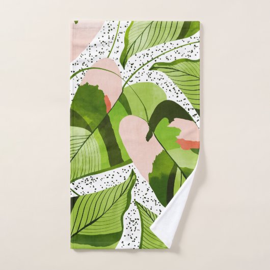 Blauwe bladeren bad handdoek (Handdoek)