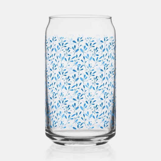 blauwe bladeren blikvorm glas (Voorkant)