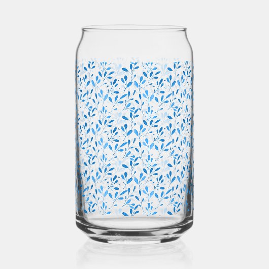 blauwe bladeren blikvorm glas (Rechts)