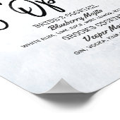 Blauwe Bladeren Bruiloft De Bar is Open Drankkaart Poster (Hoek)