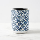 Blauwe bladeren Elegantie Tweekleurige Koffiemok (Center)