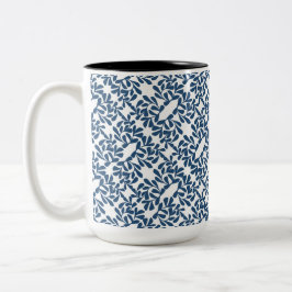 Blauwe bladeren Elegantie Tweekleurige Koffiemok