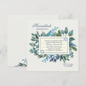 Blauwe bladeren en bessen Chanoeka Party Kaart (Voorkant / Achterkant)