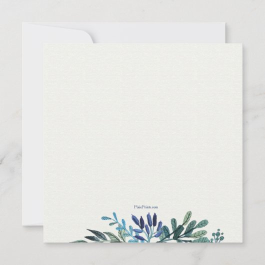 Blauwe bladeren en bessen Chanoeka Party Kaart (Achterkant)