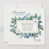 Blauwe bladeren en bessen Chanoeka Party Kaart (Voorkant)