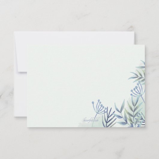 Blauwe bladeren en bessen Hartelijk dank Bedankkaart (Achterkant)