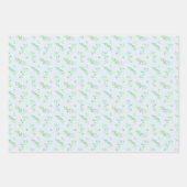 Blauwe bladeren en bloemen Blauwe Groen Inpakpapier Vel (Voorkant 3)