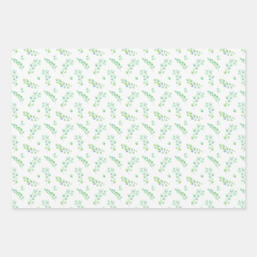 Blauwe bladeren en bloemen Blauwe Groen Inpakpapier Vel (Voorkant 2)