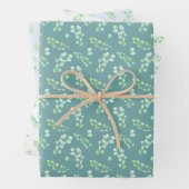 Blauwe bladeren en bloemen Blauwe Groen Inpakpapier Vel (In situ)