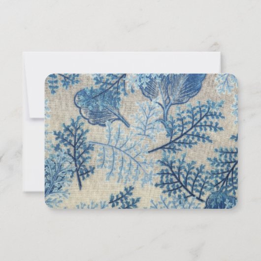 Blauwe bladeren en grijze linen Covid-19 RSVP Kaartje (Achterkant)