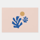 Blauwe bladeren en zonmoderne uiteinden inpakpapier vel (Voorkant 2)