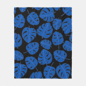 Blauwe Bladeren Fleece Deken (Voorkant)
