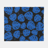 Blauwe Bladeren Fleece Deken (Voorkant (Horizontaal))