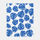 Blauwe Bladeren Fleece Deken (Voorkant)
