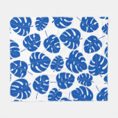 Blauwe Bladeren Fleece Deken (Voorkant (Horizontaal))