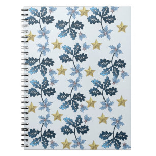 Blauwe bladeren & Gold Star Notitieboek. Notitieboek