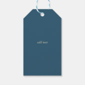 Blauwe Bladeren Gouden Frame Trouw Dank Je Cadeaulabel (Achterkant)