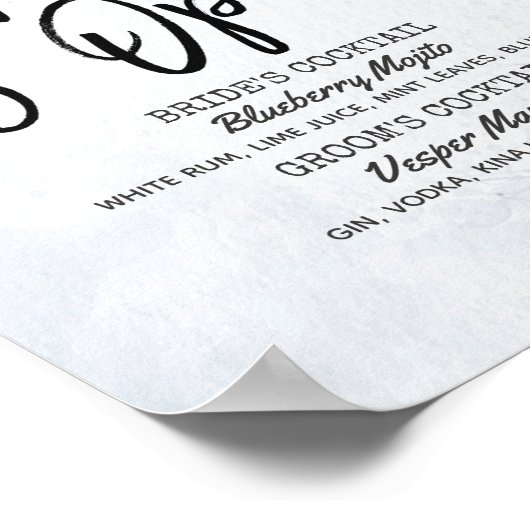 Blauwe bladeren Het binden van de Bar is Open Menu Poster (Hoek)