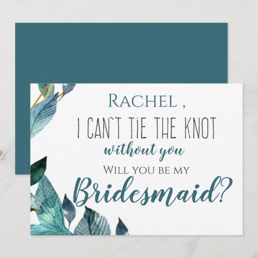 Blauwe bladeren Ik kan de knoop niet Stropdassen z Kaart (Voorkant / Achterkant)