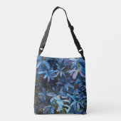 Blauwe Bladeren Impressie Crossbody Tas (Achterkant)
