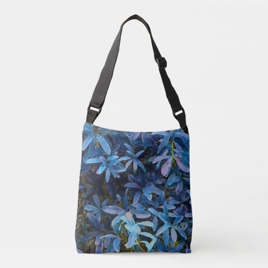 Blauwe Bladeren Impressie Crossbody Tas (Voorkant)