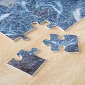 Blauwe bladeren in ijs legpuzzel (Zijkant)