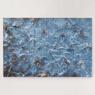 Blauwe bladeren in ijs legpuzzel
