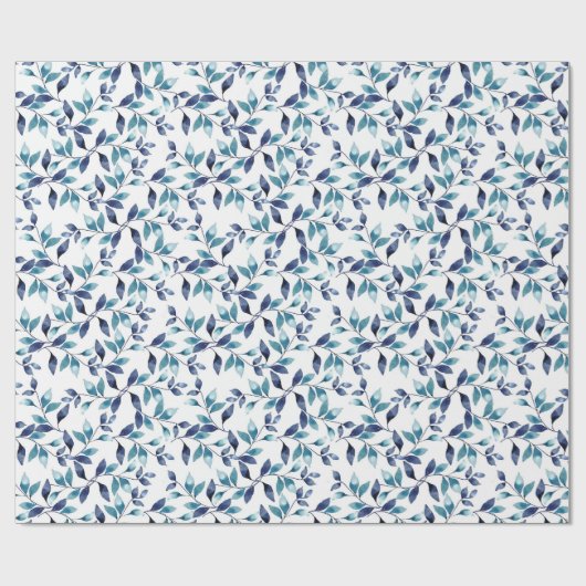 Blauwe bladeren inpakpapier (Vlak)