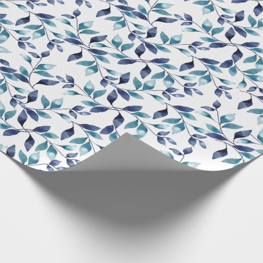 Blauwe bladeren inpakpapier (Hoek)