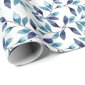 Blauwe bladeren inpakpapier (Rol Hoek)