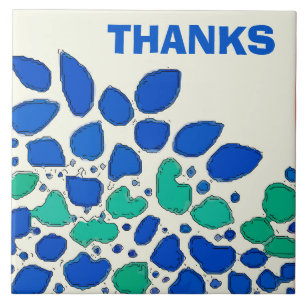 Blauwe bladeren Keramische Tegel Tegeltje